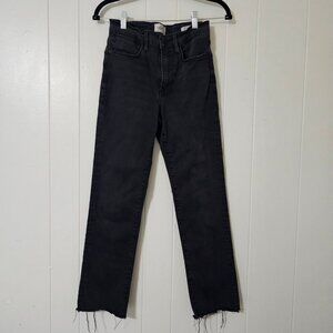 FRAME Le High Straight Jeans Kerry Wash Raw Hem High Rise Stretch Denim Size 27